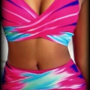 New Size M/L Women's 2-Piece Colorful Swimsuit